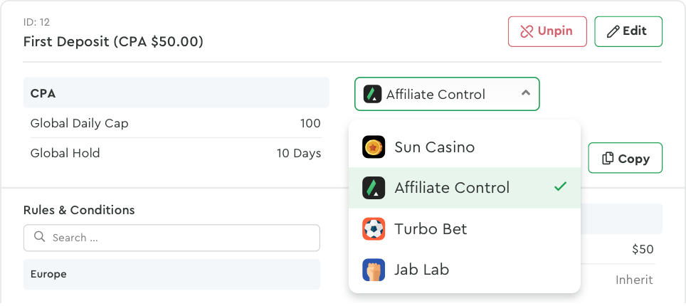 Configure Several Offers For Different Brands in One Section